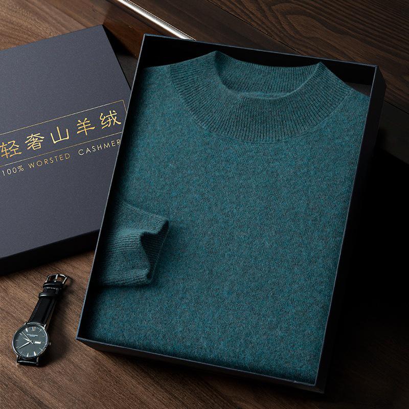 Seamless Men's Cashmere Half-Neck Sweater for Autumn/Winter - Versatile Knitwear