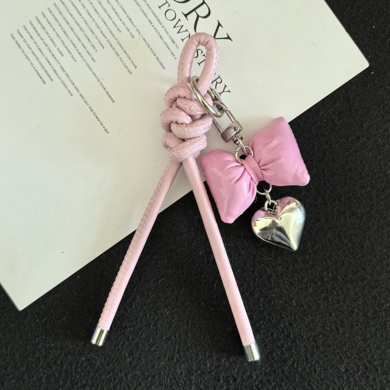 Series Heart Leather Bow Bag Hanging Pendant Keychain Jewelry Gift Decoration Accessories
