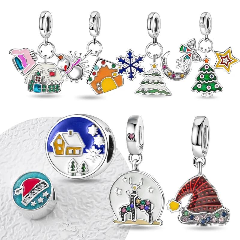 Copper Christmas Santa Hat ,Claus,Tree,Reindeer,Bell Charm Bead Charms Bead Compatible With Authentic Bracelets Do It Yourself Jewellery Gifts for Wom