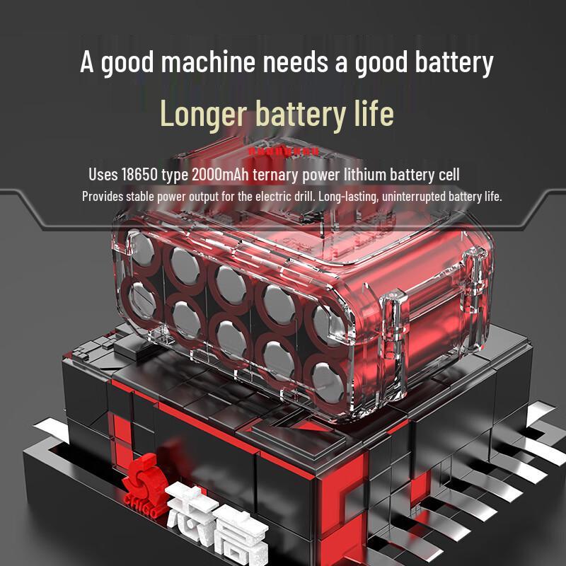 Chigo 21V Cordless Brushless Impact Hammer Drill CN Plug (adapter Included)