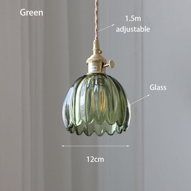 Retro Modern Glass Flower Twisted String Pendant Lamp Dining Room Bedroom Bedside Pendant Lamp With Built-in Switch Lighting