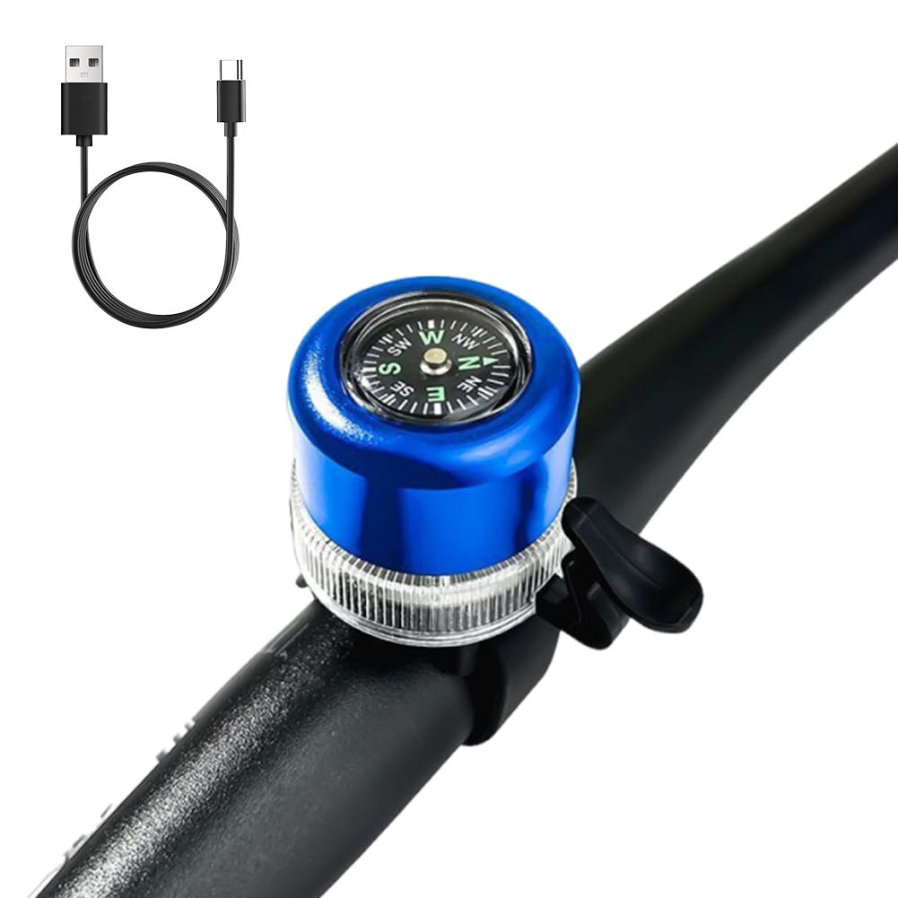 Bike Bell Alert Ring With RGB Light Compas With Charging Cable Sound Ringer Waterproof for BICYCLE Handlebars