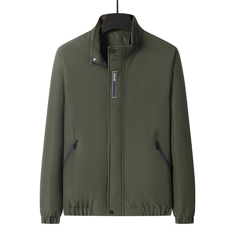

Однотонная куртка для весны и осени, мужская, с воротником-стойкой, модная, спортивная и для отдыха, ветрозащитная, тонкая, мужская куртка XXXXL армия зеленый