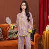 Da Vinci password 1011 spring and summer ice silk pajamas women's simulated silk loungewear can be worn outside the new Chinese style