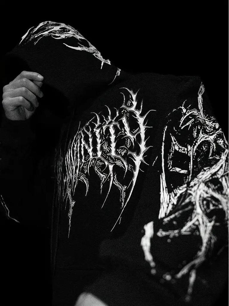 Breathedivinity Herbst Herren Kapuzenjacke mit Print in Übergröße