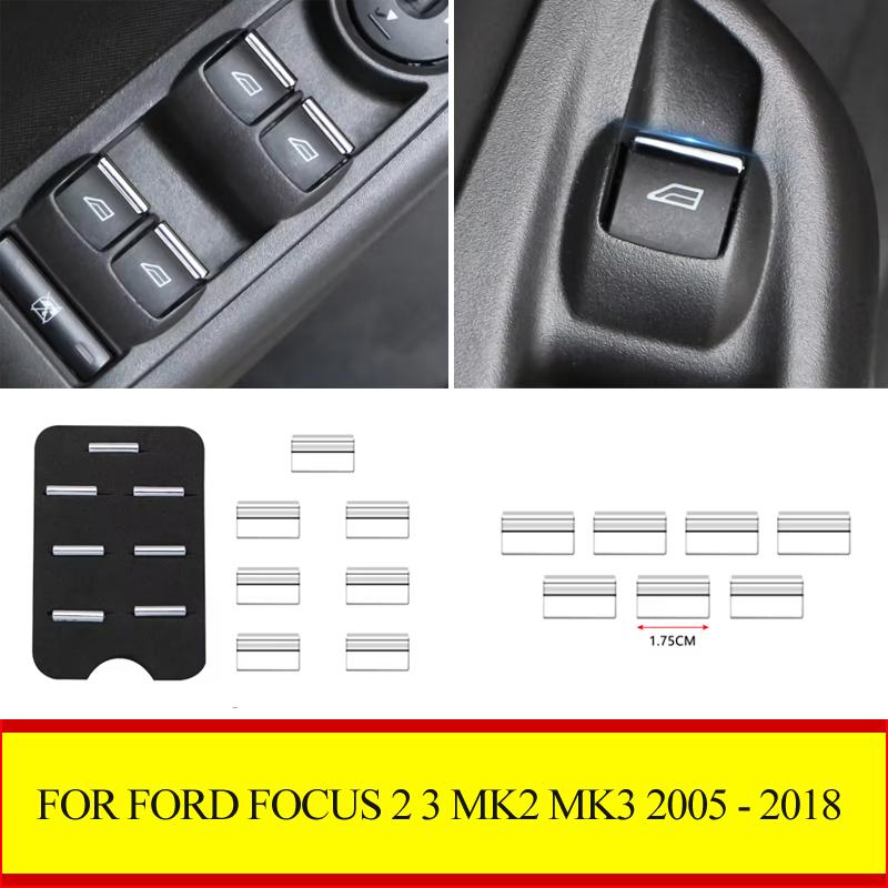ABS Chrome Window Lifter Button Cover Trim for Ford Focus 2 3 MK2 MK3 2005 - 2018 Panel Sticker Car Accessories