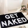 Black White Get Naked Bath Mat Cute Gift Bathroom Rugs Non-Slip Funny Bath Mat Machine Washable Irregular Shaped Shower Rug