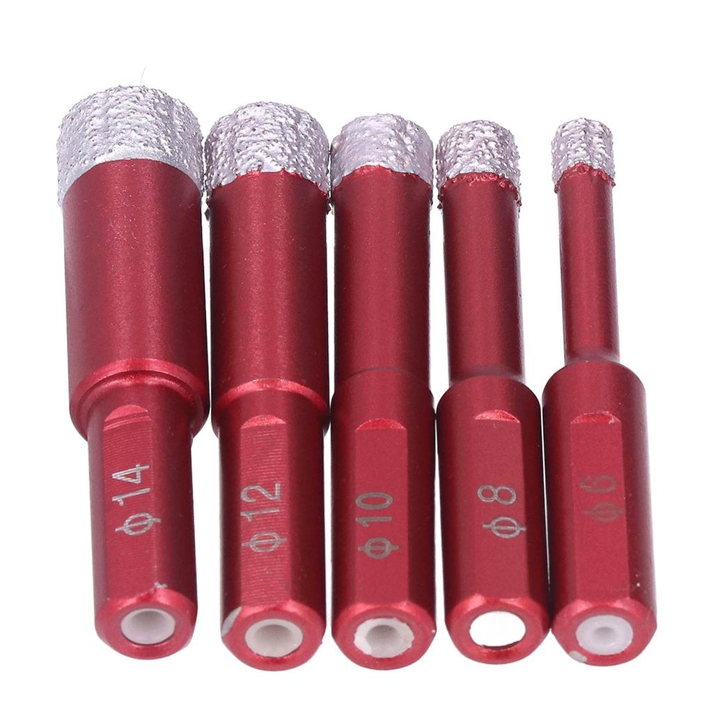 5Pcs Diamond Drill Bit Triangle Shank Dry Wet Drilling Tool Set Kit for Granite Ceramic