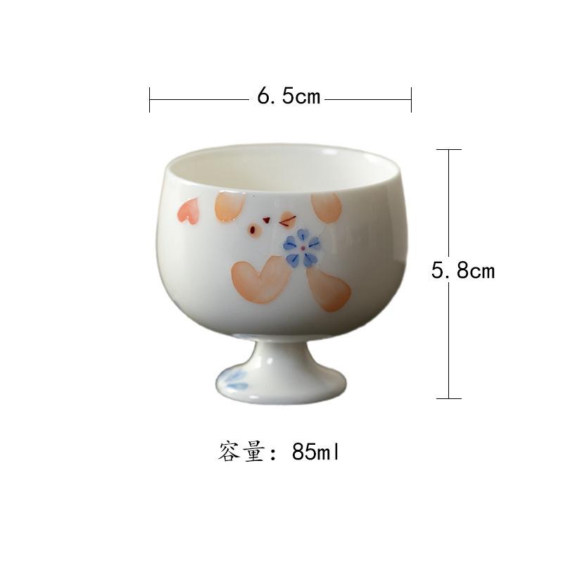 

2pc/lot Hand-painted Rabbit Flower Teacup Zen Tea Bowl Cup For Tea Tea-tasting Personal Cup Chazhan Master Cups Teaware 85ml As Your Choose