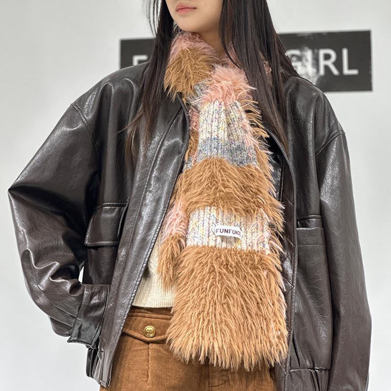 New thickened warm women's high-end fashion knitted wool scarf autumn and winter atmosphere scarf