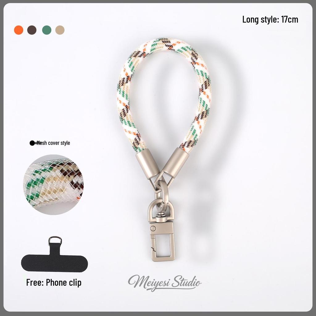 Detachable Anti-Lost Phone Lanyard: Short 7mm Mesh Sleeve Wrist Strap for Outdoor Use