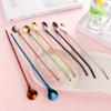 New Metal Bent Filter Bar Tea Stainless Steel Drinking Straw Coffee Spoons Straws Spoon