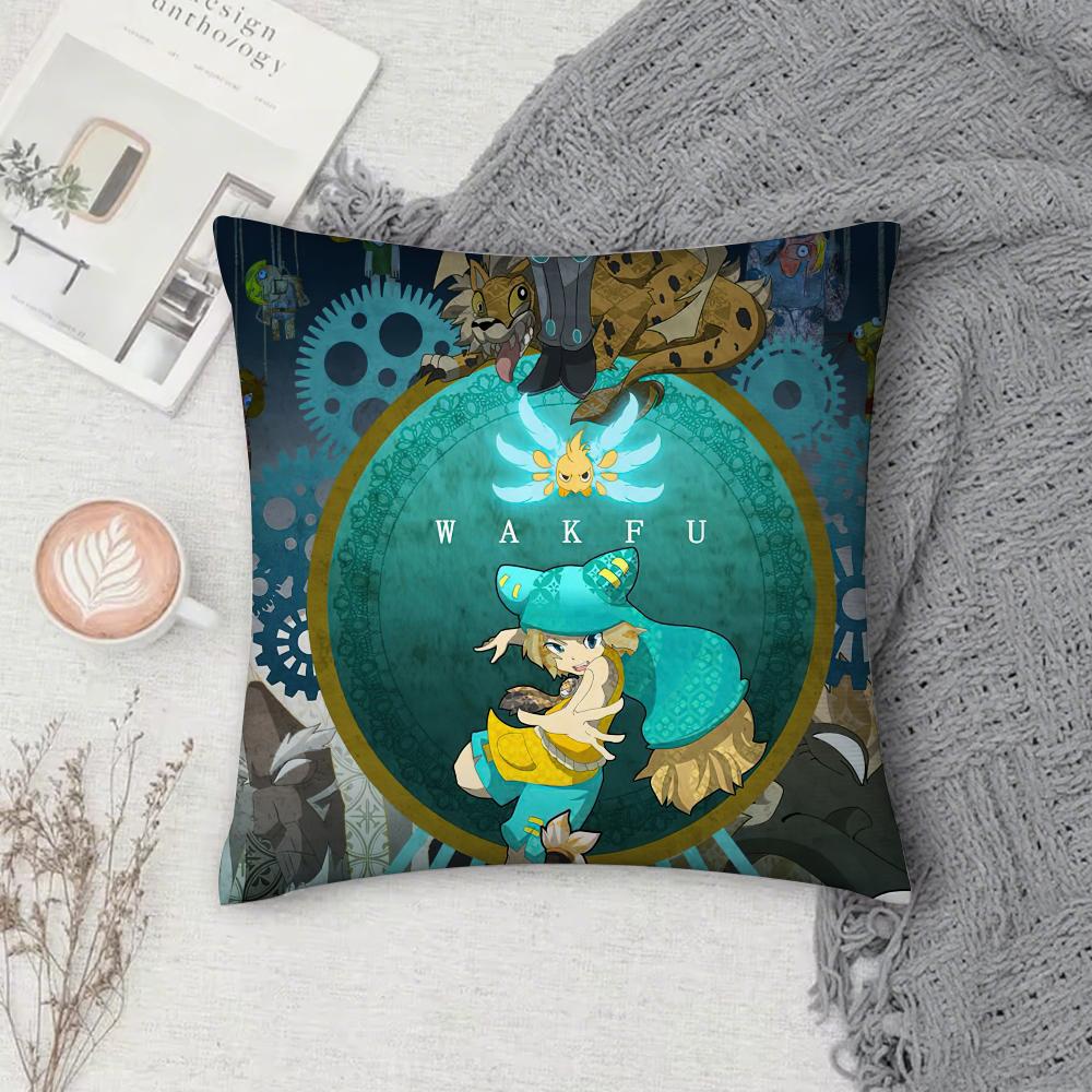 Video Game W-Wakfu Momorpg Adventure Pillow Case Square Double-Sided Printing Short Plush Sofa Cushion Cover Bedside Pillow