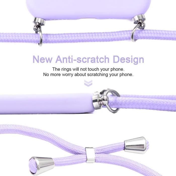 Crossbody Case - E.F.CONNECTION - For iPhone 13 - Purple - Soft Silicone - Anti-fingerprint