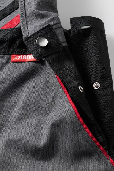 Highline Planam Work Dungarees with Drawstring, Slate-Black-Red 25
