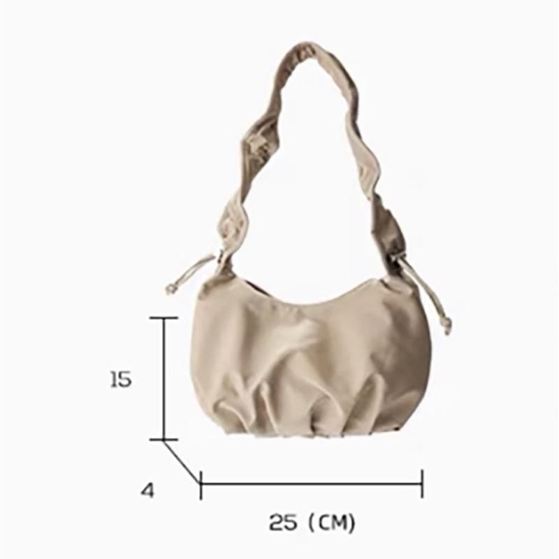 

Fashion Elegant Cloud Bag Pure-color Versatile Messenger Bags Niche Design Drawstring Pleated Bag High-quality Nylon Casual Bags 25x4x15cm
