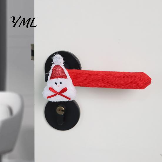 Christmas Party Home Decor Knitted Doorknob Covers, Santa Reindeer Decor, Anti?Slip Protector Sleeves, Door Holiday Decoration Supplies Handle