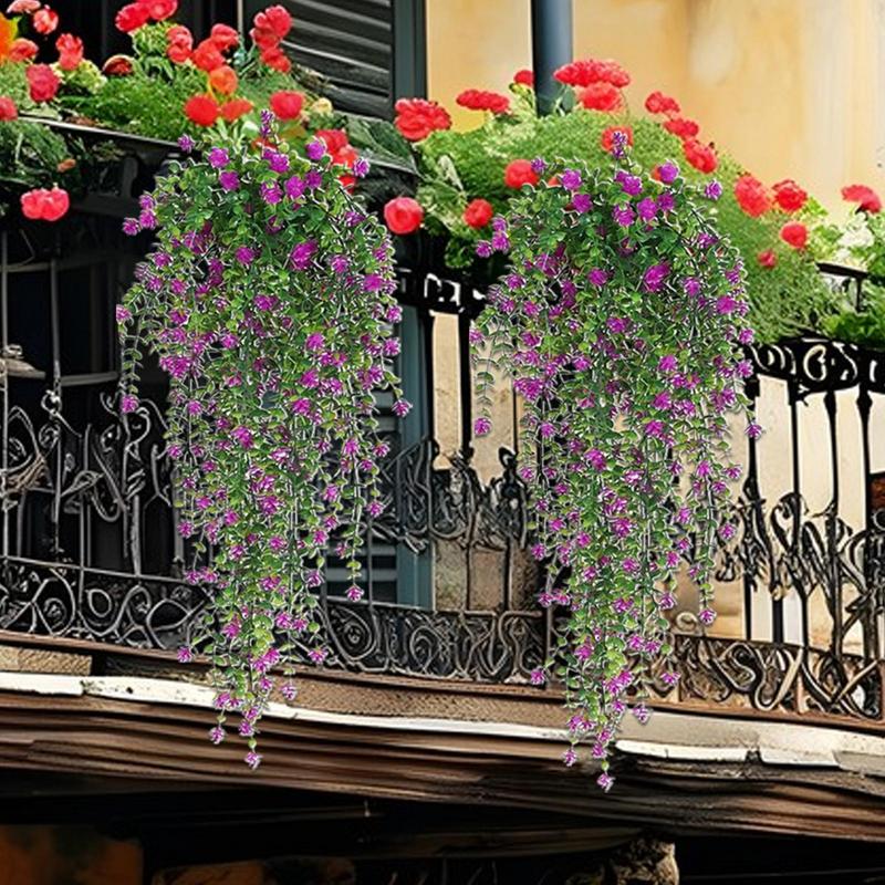 Artificial Hangable Plants 2Pieces Artificial Eucalyptus Greenery Realistic UV Resistant Wall Decoration For Living Room Patio