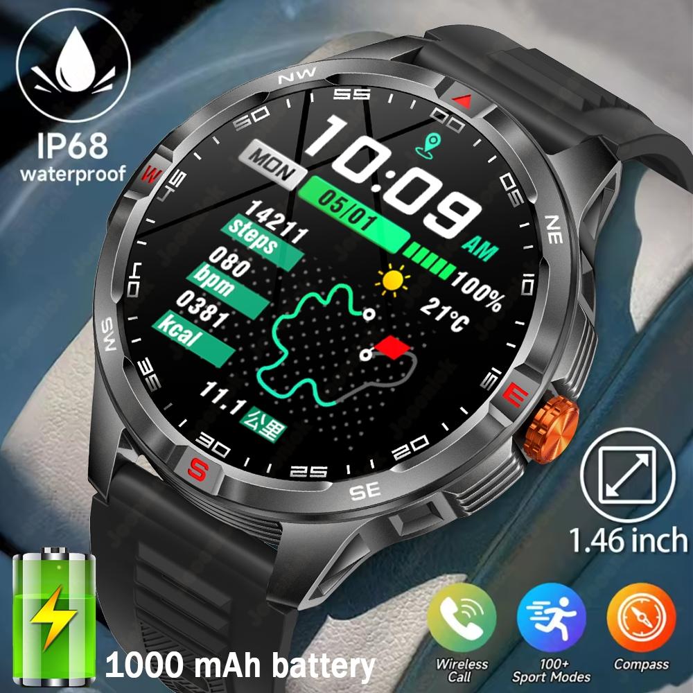 1000 mAh Battery Outdoor Smart Watch Men GPS Sport Compass AI Voice Assistant Watch 5ATM Waterproof Outdoor Smartwatch New