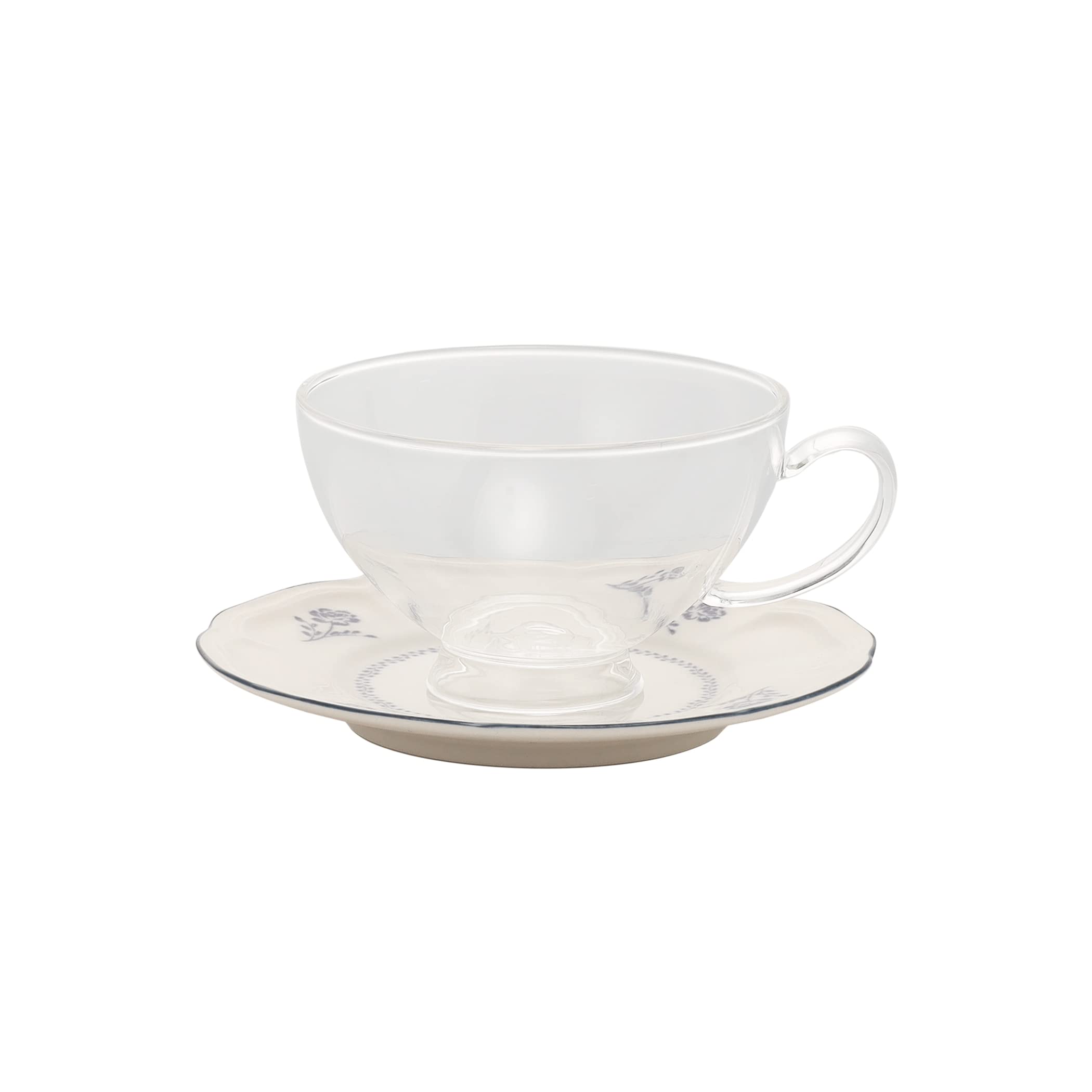Кружка для послеобеденного чая Living Mug Monreve, Стеклянная кружка, Синяя, HJ31, Термостойкая & Блюдце, синий