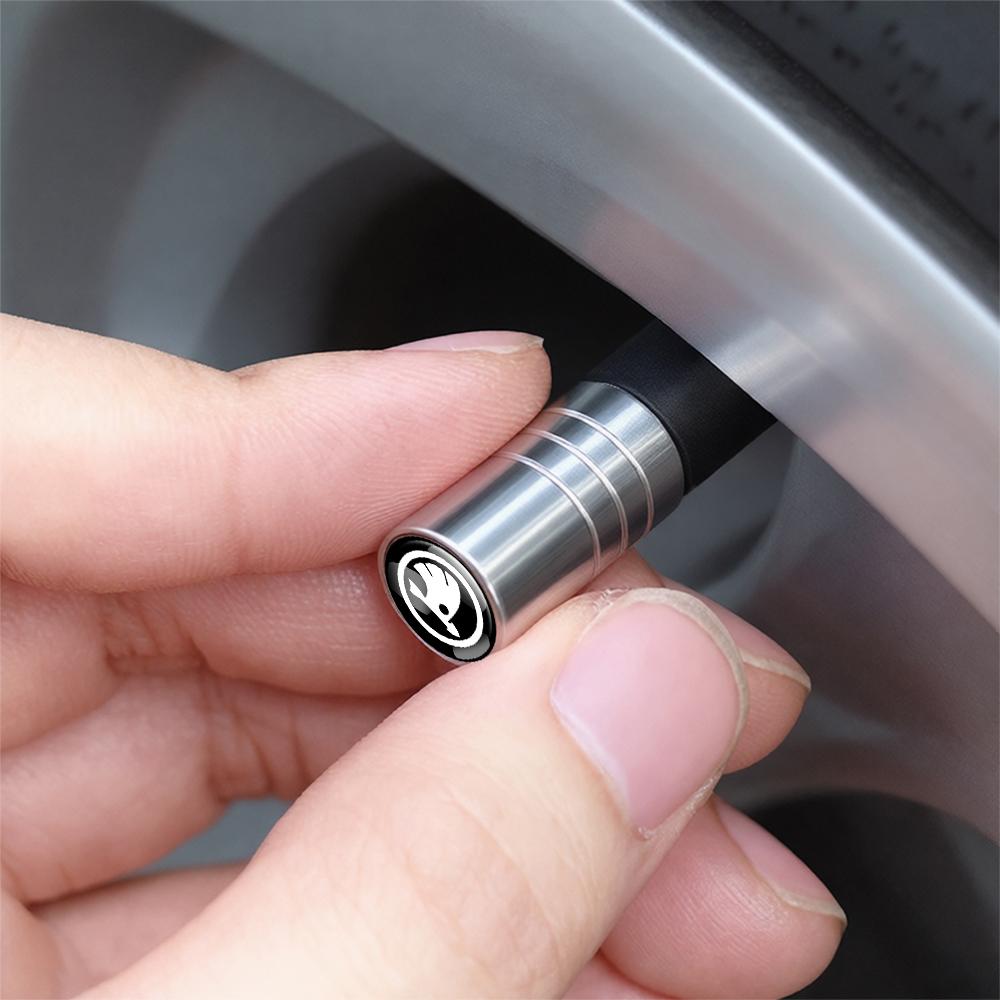 4PCS Car Wheel Tire Valve Air Stem Cap Cover Decoration For Skoda Octavia Fabia Rapid Superb Yeti Enyaq Kodiaq Kamiq Karoq Scala Ulvc23