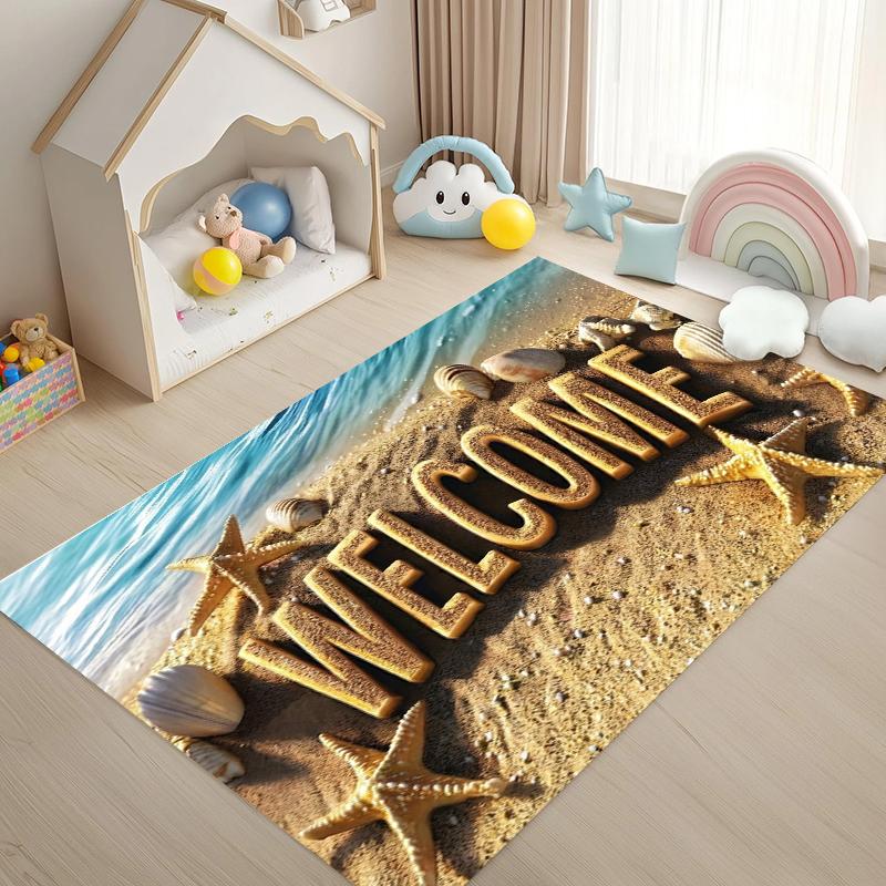 Beach Wave Kitchen Decorative Mat Non-slip Entrance Area Decorative Mat Soft  Perfect for Kitchens Laundry Rooms and Door Mats