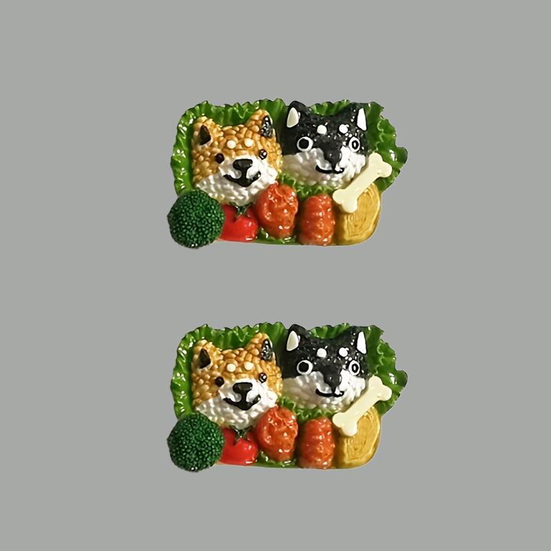 2 Pcs Refrigerator Stickers, Food Toys, Mobile Phone Decoration, Bento Package, Creative Car Air Outlet Resin Cartoon Refrigerator Stickers