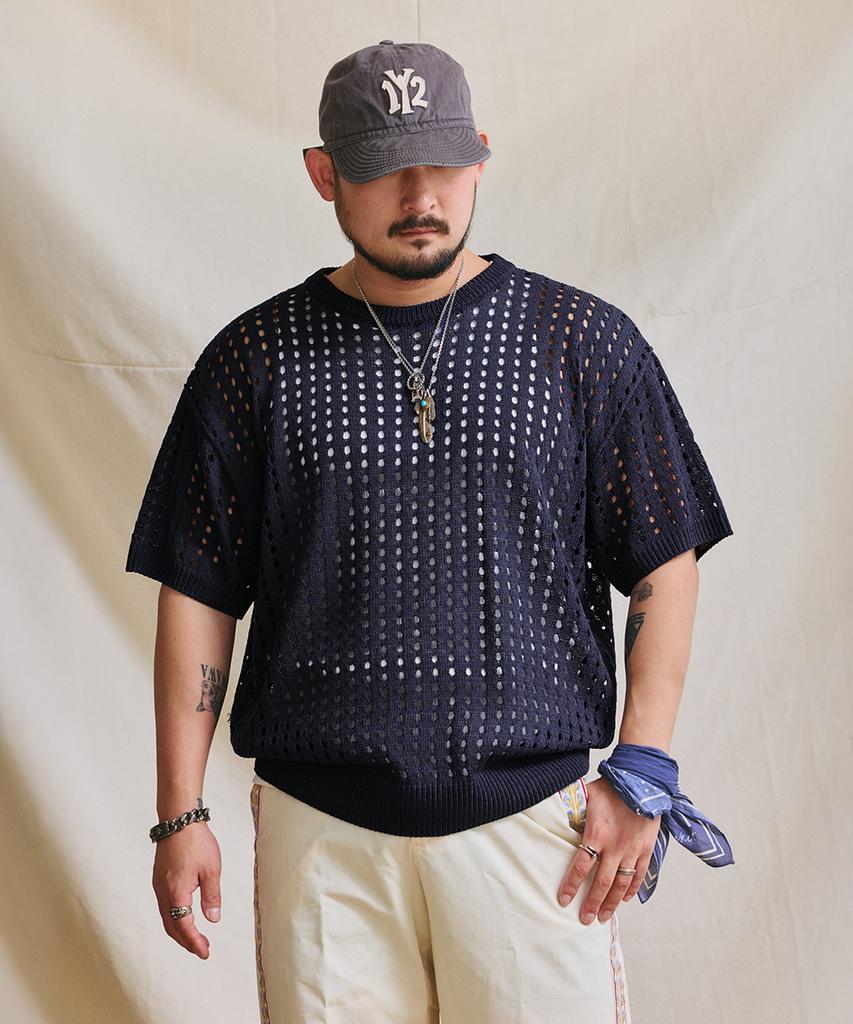 RUGGED HOUSE Linen Breeze Mesh Knit Navy