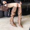 2025 autumn and winter new pointed thin heel high heel temperament thin French fashion sexy beauty female Internet celebrity boots