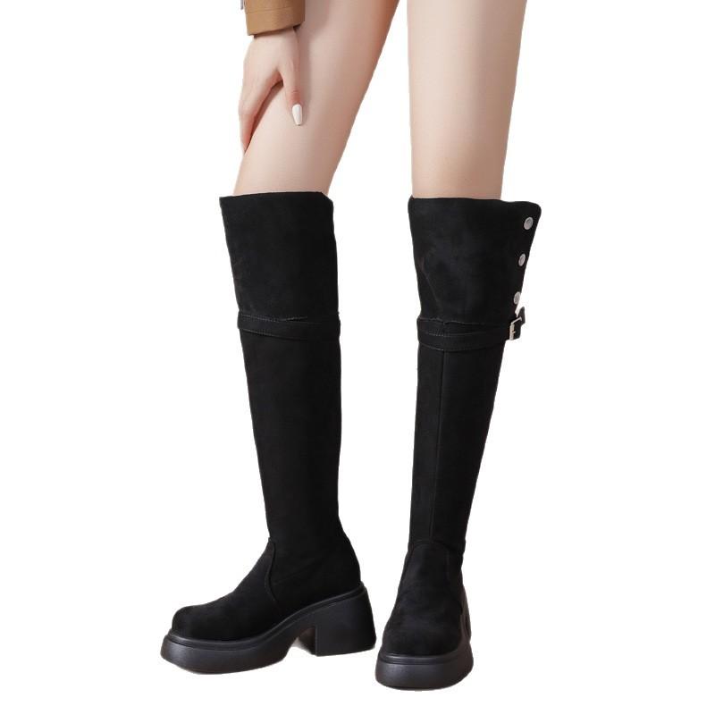 New Two-wear Folded Thick-soled Boots for Children, New Thick-heeled Knight Boots and Women's Boots In Autumn and Winter 2025