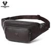 HUMERPAUL Men leather waist bag multifunctional cowhide leisure sports mobile phone waist bag multi-compartment chest bag large-capacity shoulder bag