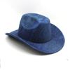 Warped Edge Blue Western Cowboy Hat Texture Handsome British Jazz Hat Retro Style Top Hat Men And Women