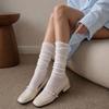 Women's Ballet Calf Socks: Summer Style, Slimming White Slouch, Breathable Bubble Cuff, Long and Lightweight.