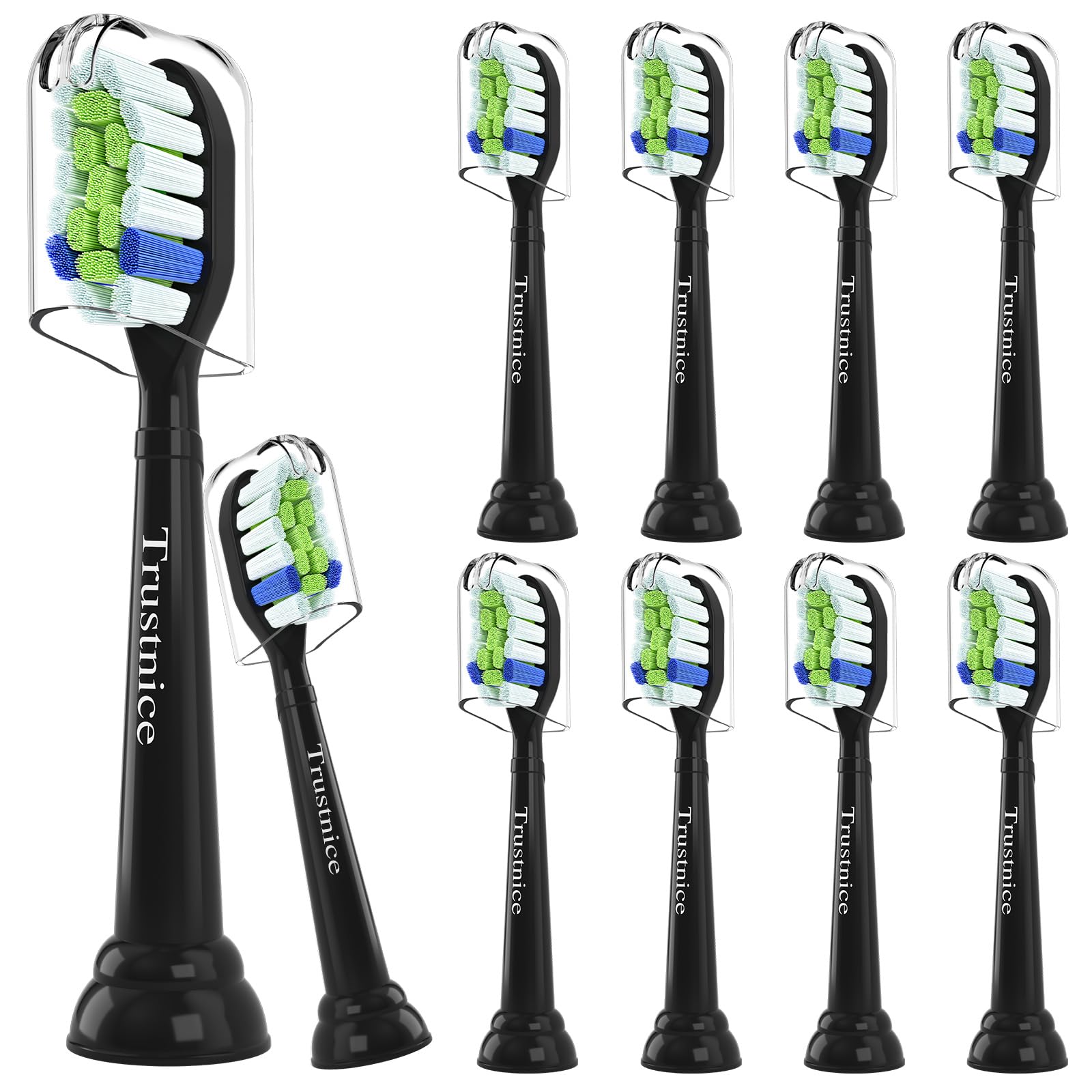 

Trustnice Compatible Brush Heads for Philips Sonicare Electric Diamond Clean Replacement Brush Black [10-Pack] Toothbrushes, Heads,