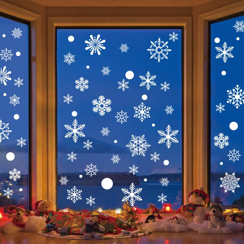 Christmas Window Stickers Santa Claus Snowflake Wall Decals For Kids Rooms Bedroom Mirror Sticker Home Xmas New Year Decorations