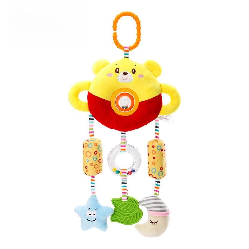 Babybär Kaninchen Vogel Plüschrassel Mobile mit hängenden Perlen für die sensorische Entwicklung von Säuglingen