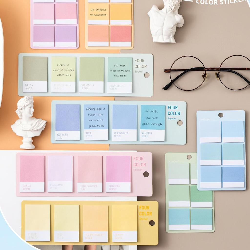 1/4 pièces Notes autocollantes dégradées de couleurs douces, étiquettes carrées, bloc-notes autocollant, agenda