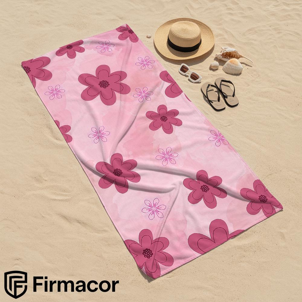 Blush Pink Floral Soft Portable Travel Towel Unisex Ultra Lightweight Microfiber Oversized Sand Free Quick Dry Beach Towel