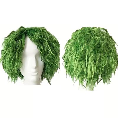 HAIRJOY Synthetisches Haar Grün Cosplay Perücke Flauschig Kurz Lockig Anime Hollowen Perücken für Frauen Männer