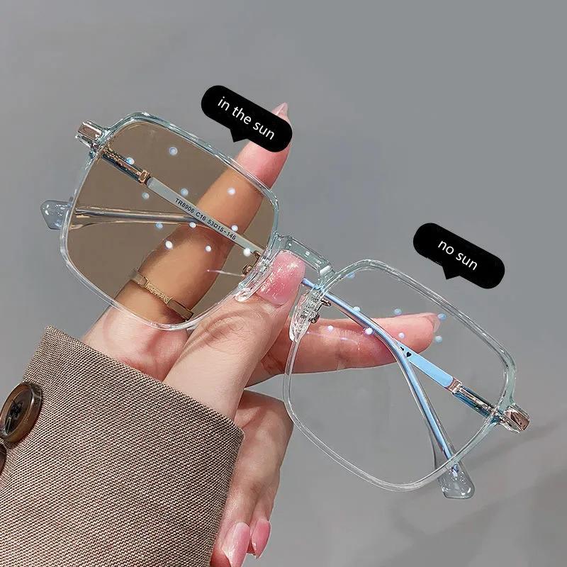 

Фотохромные очки для близорукости, женские, сверхлегкие, анти-синий свет, прозрачные, HD, близорукие очки, обесцвечивание, близорукие очки Oculos -5