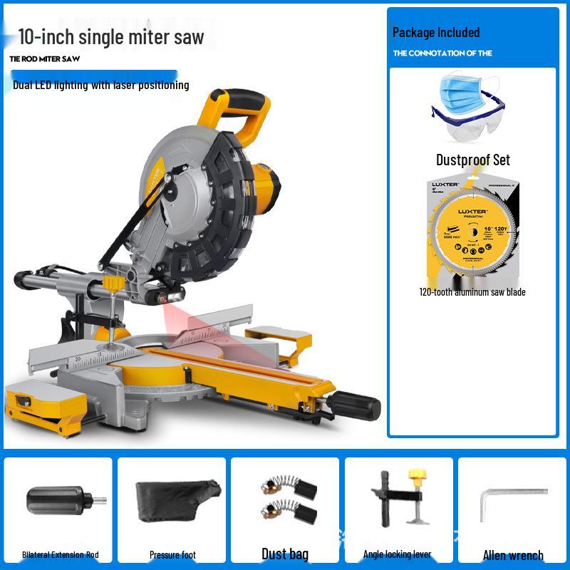 LUXTER Rocker 10" Sliding Compound Miter Saw, 255mm Aluminum Body, 45° Woodworking Aluminum Cutting Machine