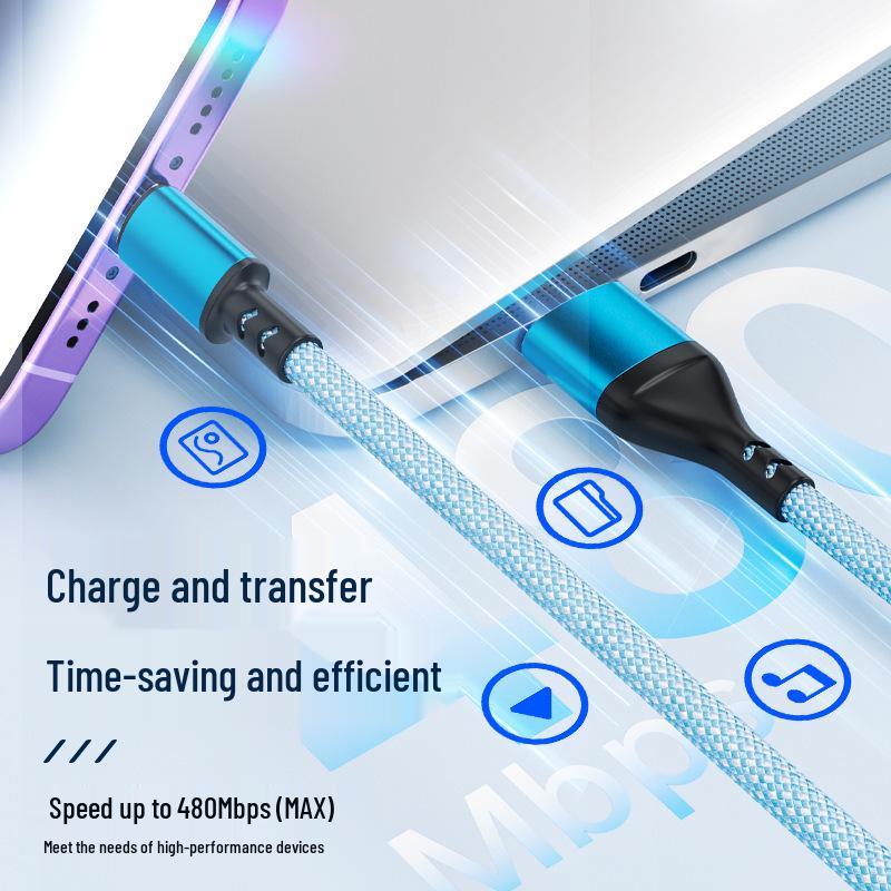 Geflochtenes 3-in-1-Ladekabel für Apple, Typ-C & Huawei mit Laserlogo