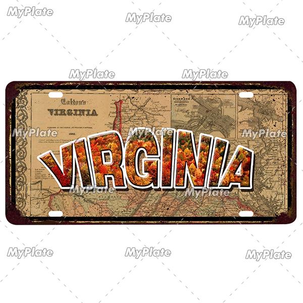 [MyPlate]Vintage America State USA City Licenses Plate Metal Sign Tin Sign Poster Plaque Decor Bar Pub Club Home Wall Decoration