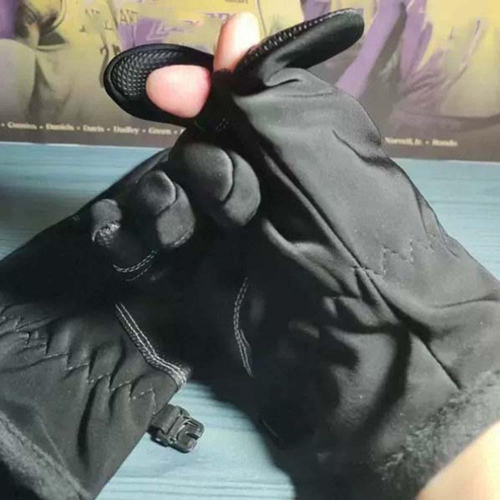 Anti-slip PU Anti-cold Mittens Soft Windproof Finger Mittens Gift Plush Thickened Gloves  Skiing