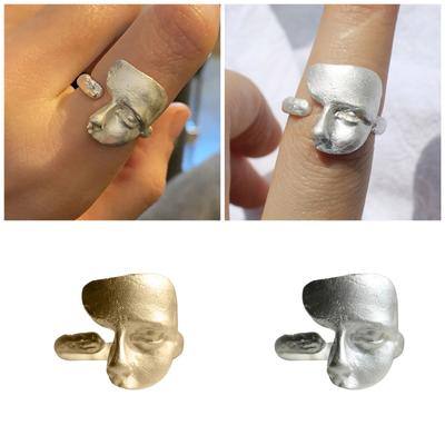 Stilvolle Unisex-Ringe Maskenform Moderne Öffnungsringe Einzigartige Verstellbare Ringe Kupfertextur Partnerringe für Täglich