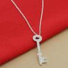 Silver Plated Heart Key Necklace - Korean Style, Hot Selling