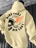 Street Style Los Angeles Locomotive Theme Printed Hoodie Motorcycle Element Oversize Couple Sweater