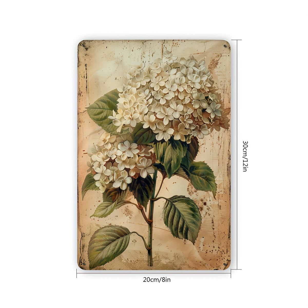 

Hydrangea Vintage Metal Sign Fun Floral Art Decor Perfect for Gym Bar Caf Garage Restaurant Home and Garden Indoor 20x30cm（7.8x11.8inch）