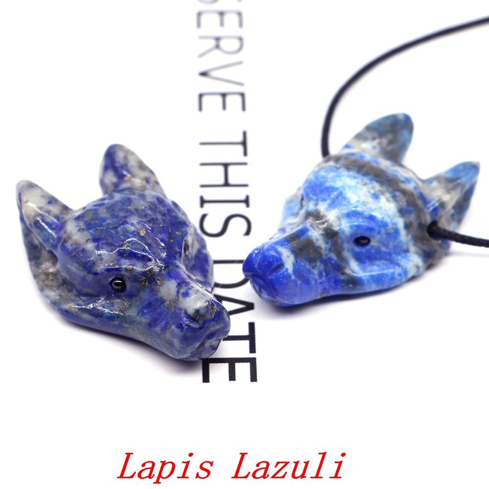 Testa di Lupo in Pietra Naturale da 1,5" Cristallo Curativo Reiki Animale Scolpito a Mano Statuetta Decorazione in Pietra Preziosa Fai da Te Accessori per Gioielli Regali