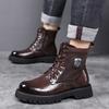 Retro Genuine Leather Men's Ankle Boots Autumn Winter Designer Velvet Warm Work Shoes Man Casual  Platform Boots Male